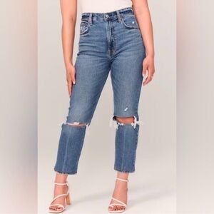 Abercrombie & Fitch The Ankle Straight Ultra High Rise Distressed Jeans